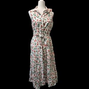 J. Crew Floral White and Pink Dress